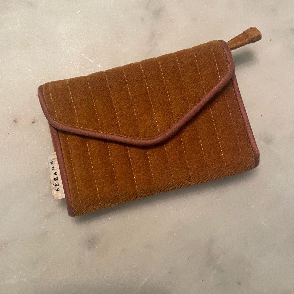 Sézane Quilted Corduroy Card Wallet in Mustard